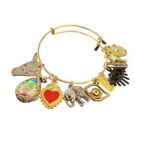 Pulsera con banda DORADA y dijes ajustable