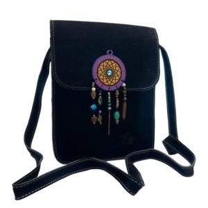 Bolsa de gamuza cruzada hecha a mano color negro