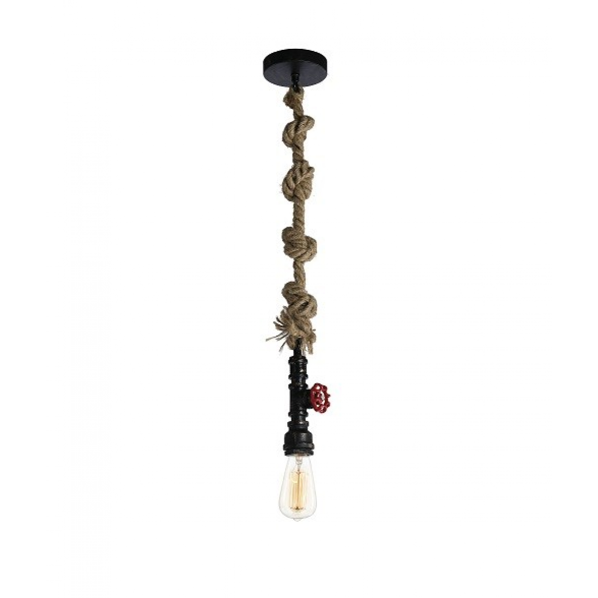 LAMPARA DECORATIVA COLGANTE E26 1 LUZ NEGRO SOGA RUSTICA NO INCLUYE FOCO