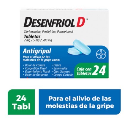 DESENFRIOL D 2MG 5MG 500MG TABLETAS C/24