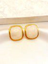Arete Cuadro Beige Acero