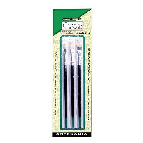 PINCEL DE CERDA BLANCA ARTESANIA VERDE 3PZ