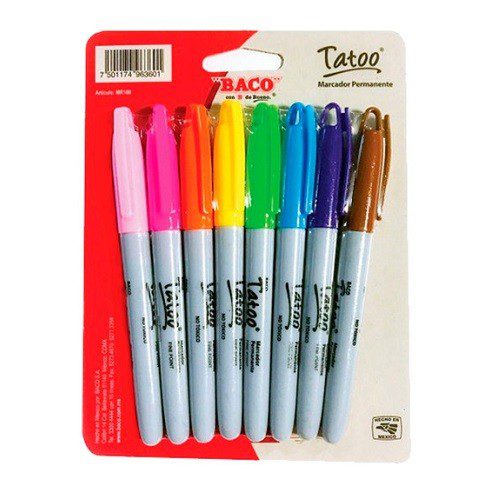 MARCADOR PERMANENTE PUNTO FINO BLISTER 8PZ