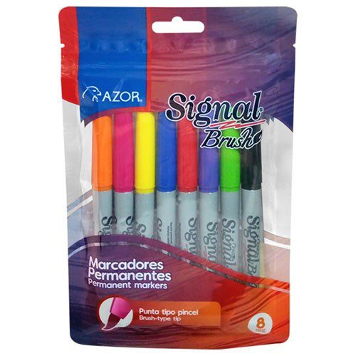 MARCADOR PERMANENTE SIGNAL BRUSH 8 PIEZAS SURTIDOS