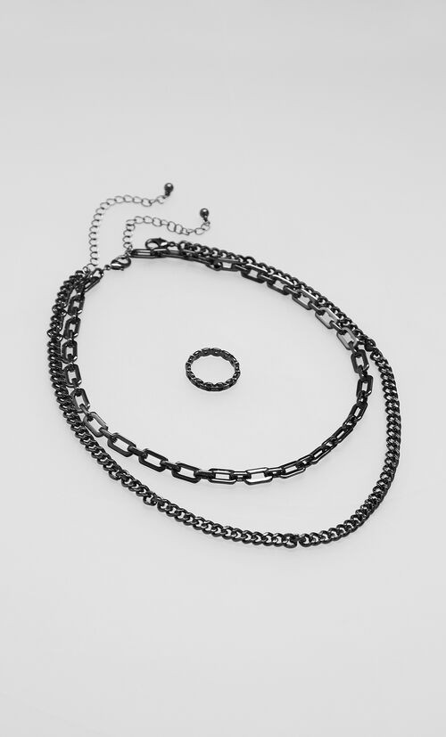 Set Collar Y Anillo Negro