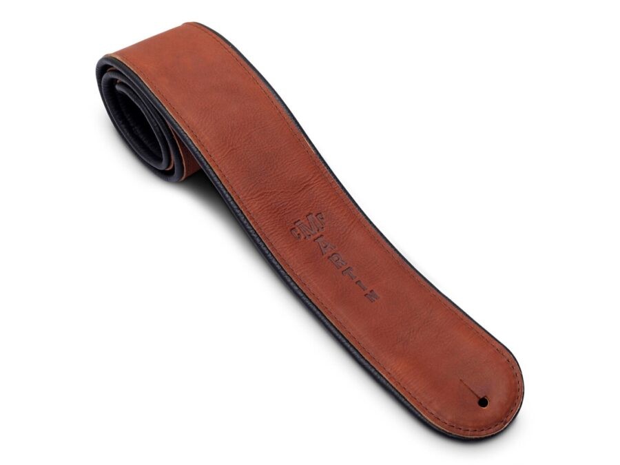 Tahalí para Guitarra Acústica de Cuero Plegado Premium (Café)