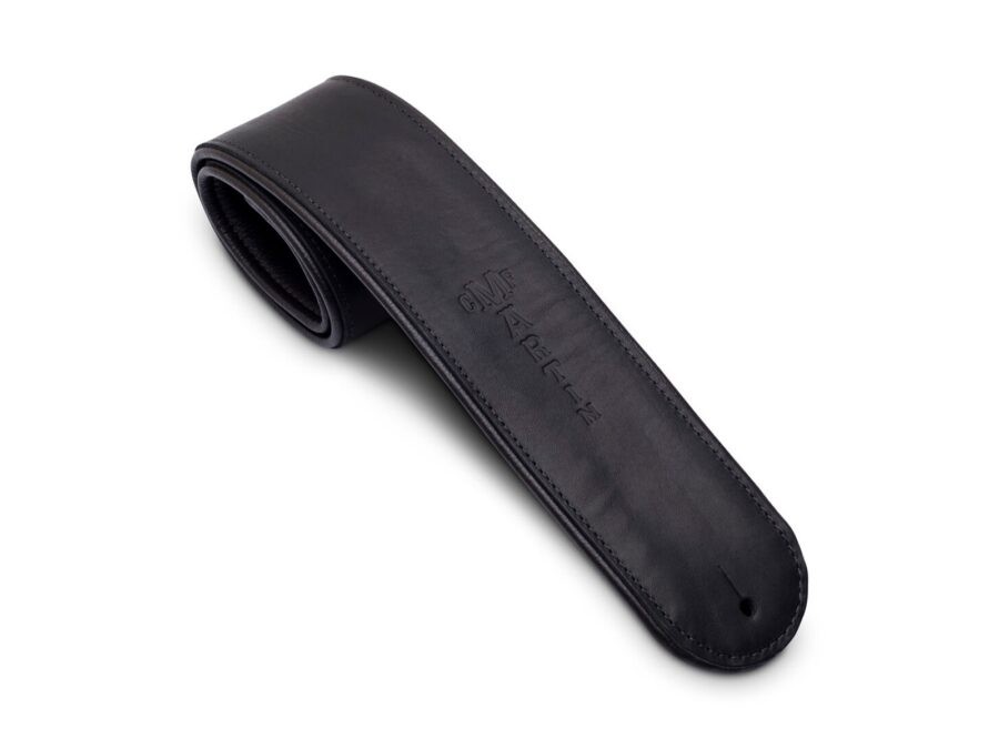 Tahalí para Guitarra Acústica de Cuero Plegado Premium (Negro)