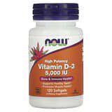 NOW Foods, VitaminaD3, Alta potencia, 5000UI, 120cápsulas blandas