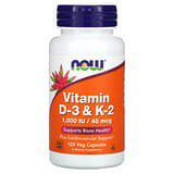 NOW Foods, VitaminaD3 y vitaminaK2, 120cápsulas vegetales