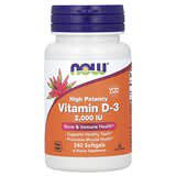NOW Foods, VitaminaD3, Alta potencia, 2000UI, 240cápsulas blandas