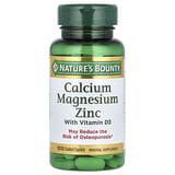 Nature's Bounty, Calcio, magnesio y zinc con vitaminaD3, 100comprimidos oblongos recubiertos