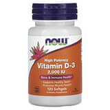 NOW Foods, VitaminaD3, Alta potencia, 2000UI, 120cápsulas blandas