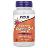 NOW Foods, VitaminaD3, Alta potencia, 1000UI, 180cápsulas blandas