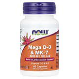 NOW Foods, Mega vitaminaD3 y MK-7, 5000UI, 180mcg, 60cápsulas