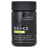 Sports Research, Vitaminas D3 y K2, De origen vegetal, 62,5 mcg/100 mcg, 60 cápsulas blandas vegetales