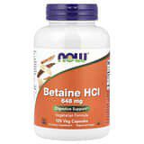 NOW Foods, Clorhidrato de betaína, 648mg, 120 cápsulas vegetales