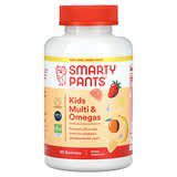 SmartyPants, Fórmula para niños, Suplemento multivitamínico con omega-3, Fresa, plátano, naranja y limón, 120gomitas