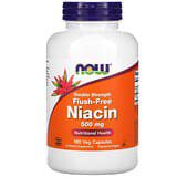 NOW Foods, Niacina, No causa enrojecimiento, Doble concentración, 500mg, 180cápsulas vegetales