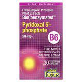 Natural Factors, BioCoenzymated, B6, piridoxal-5'-fosfato, 50 mg, 30 cápsulas vegetales