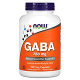 NOW Foods, GABA, Suplemento alimentario, 750mg, 200cápsulas vegetales