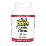 Natural Factors, Citrato de potasio,99mg, 90comprimidos
