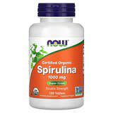 NOW Foods, Espirulina orgánica certificada, Doble concentración, 1000mg, 120comprimidos
