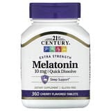21st Century, Melatonina con concentración extra, Cereza, 10 mg, 360 comprimidos