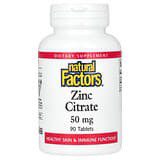 Natural Factors, Citrato de zinc, 50mg, 90comprimidos