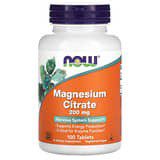 NOW Foods, Citrato de magnesio, 200 mg, 100 comprimidos