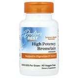 Doctor's Best, Bromelina 3000UDG de alta potencia, 500mg, 90cápsulas vegetales