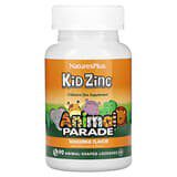 NaturesPlus, SourceofLife, AnimalParade, Pastillas KidZinc para niños, Sabor a mandarina natural, 90pastillas con forma de anima