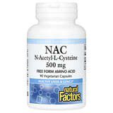 Natural Factors, NAC, N-acetil-L-cisteína, 500mg, 90cápsulas vegetales
