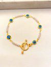 Pulsera Ojito Turquesa Perlas Broche T