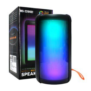 Bocina bluetooth con 5 modos de luz intercambiables, radio fm y ranura para sd y usb / ms-2204bt