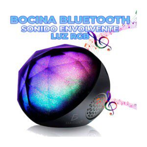 Bocina bluetooth redonda con sonido envolvente y luz rgb / bc.v1