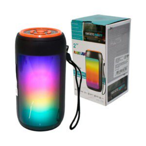 Bocina portátil bluetooth buytiti de forma cilíndrica con luces rgb y correa de mano / gts-1731