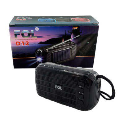 Bocina electrónica pequeña 14cm bluetooth fol tipo radio con panel solar, correa, antena y linterna, variedad de colores / d12