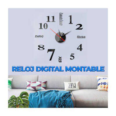 Reloj grande de pared en 3d sin marco moderno con mecanismo silencioso