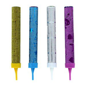 1pza Vela grande pirotecnia con diseño de brillantina 14cm de dos colores, variedad de diseños / x-10