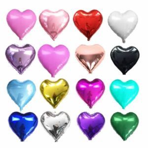 1pza Globo metálico liso en forma de corazón 18 pulgadas, variedad de colores / bt-qq-67 / bt-qq-42r