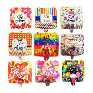 1pza Globo cuadrado chico de 10 con frase te amo y estampado temático para 14 de febrero, variedad de diseños / bt-qq-128