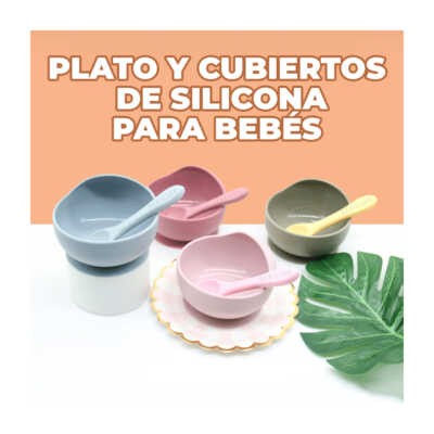 Set de platos y cubiertos de plástico para bebé, variedad de colores
