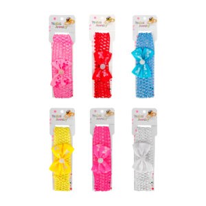 1pza Diadema / banda de tela tejida + moño con mariposas y perlas para bebé, variedad de colores / toudai jewelry