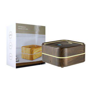 Humidificador rectangular con efecto tipo madera, luz led y capacidad para 100ml, variedad de colores / small-5