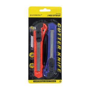 Blíster con 2 cutters de hoja intercambiable de 18mm y autobloqueo, variedad de colores / skdh-133