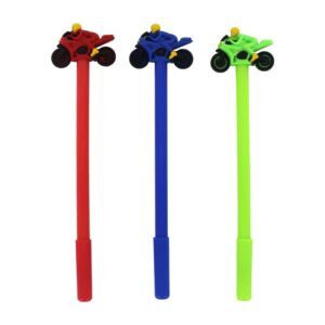 1pza Pluma bolígrafo de tinta negra y punta fina con diseño de motociclista, variedad de colores / pb-351