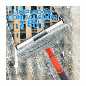 Kit limpiador de ventanas 2 en 1 con cabezal flexible y mango retráctil