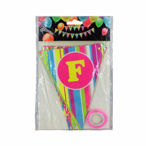 Banderin feliz cumpleaños con rayas de colores a-396