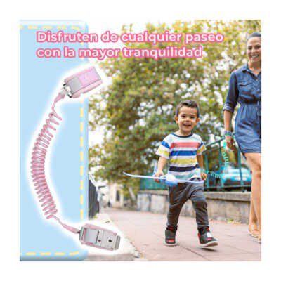 Brazalete arnés de seguridad anti extravió para niños con resorte estirable, variedad de colores