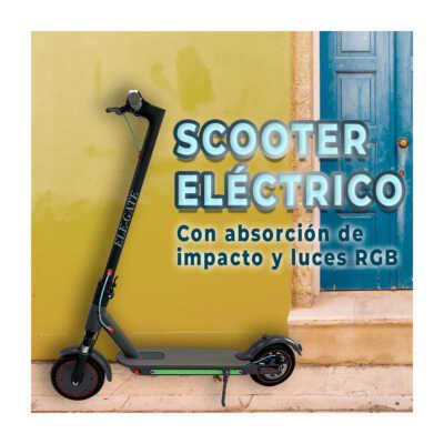 Scooter patín eléctrico con neumáticos todo terreno y pantalla led con indicador de batería y velocímetro